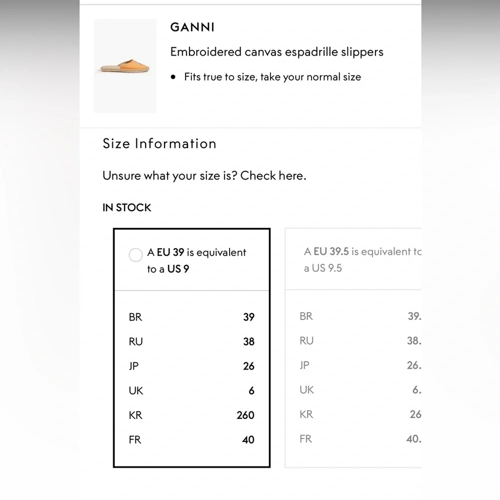 GANNI Orange Embroidered Canvas Espadrille Slippers Women’s Size 9 EU 39 NIB